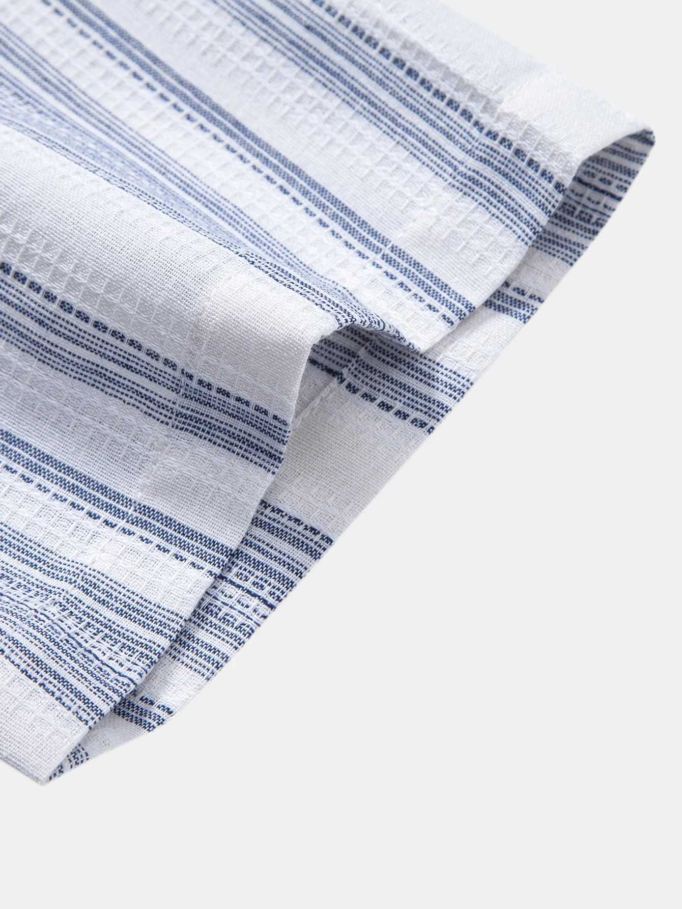 Stripe Linen Look Button Up Shirt & Crinkle Textured Drawstring 5" Shorts - Image 11