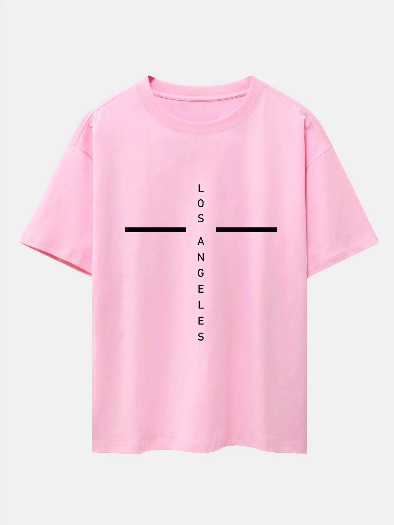 Stripe Los Angeles Print Drop Shoulder Oversize T-Shirt - Image 12