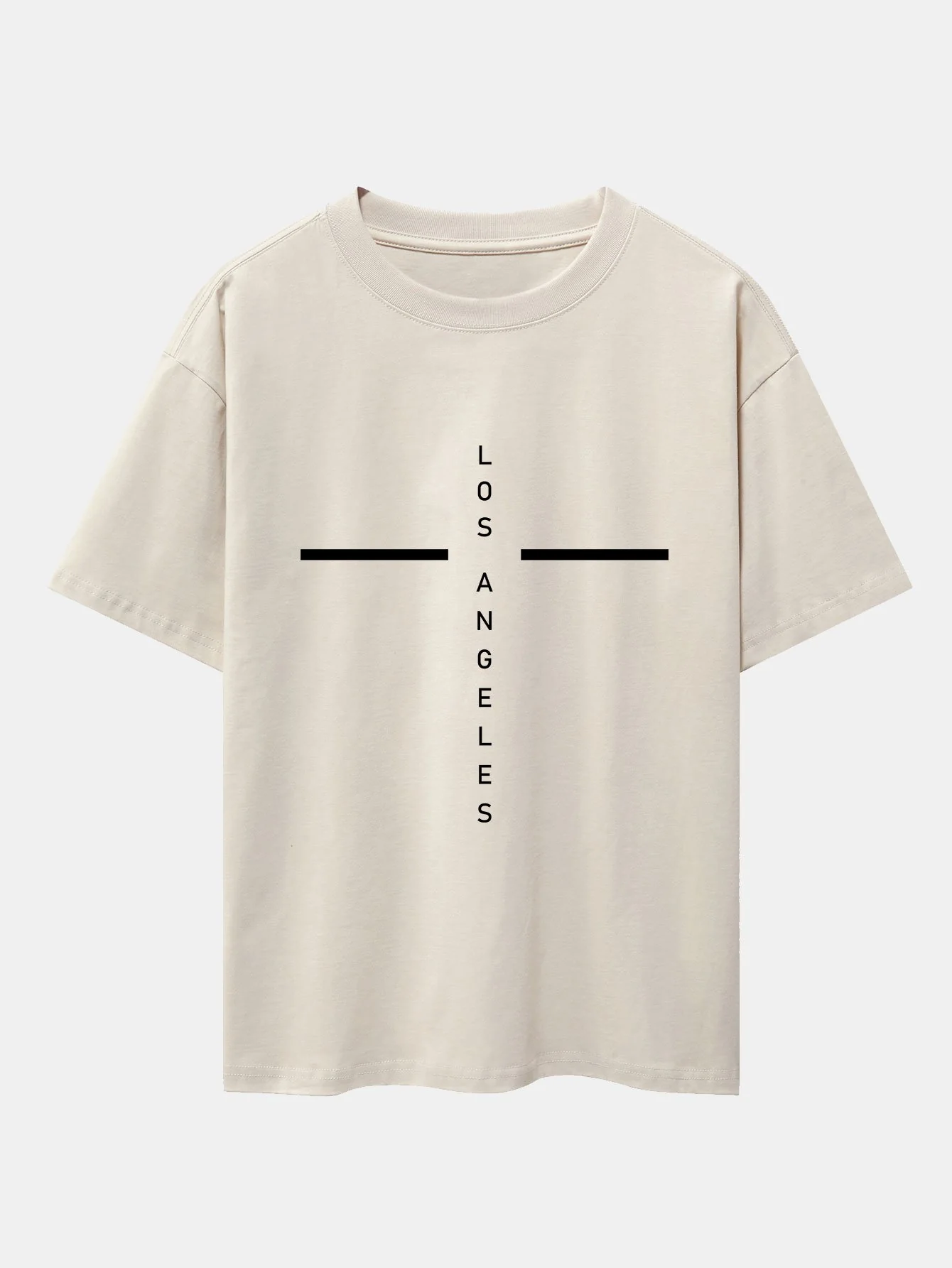 Stripe Los Angeles Print Drop Shoulder Oversize T-Shirt - Image 3