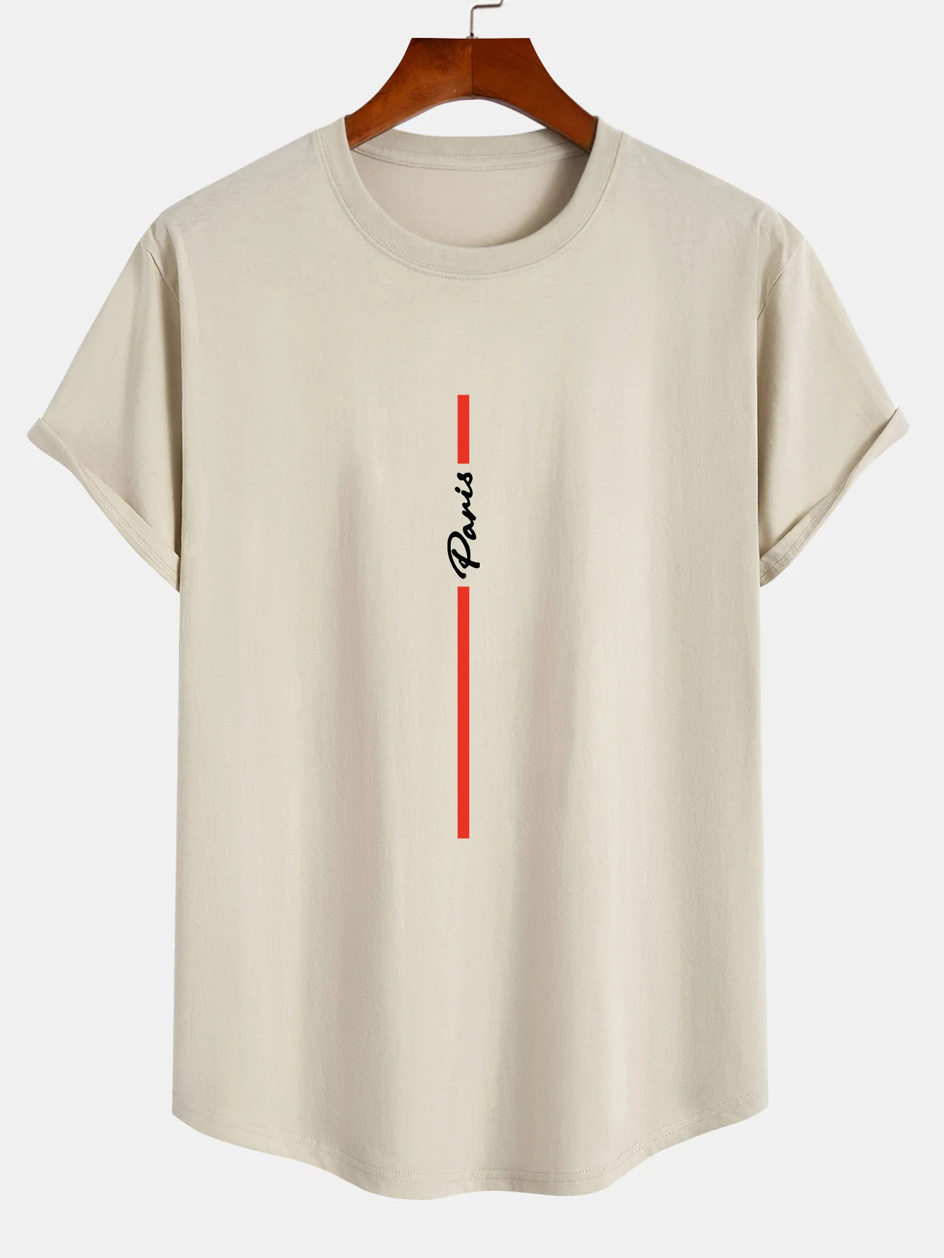 Stripe Paris Druck Baumwolle Bogen Saum T-Shirt - Image 3