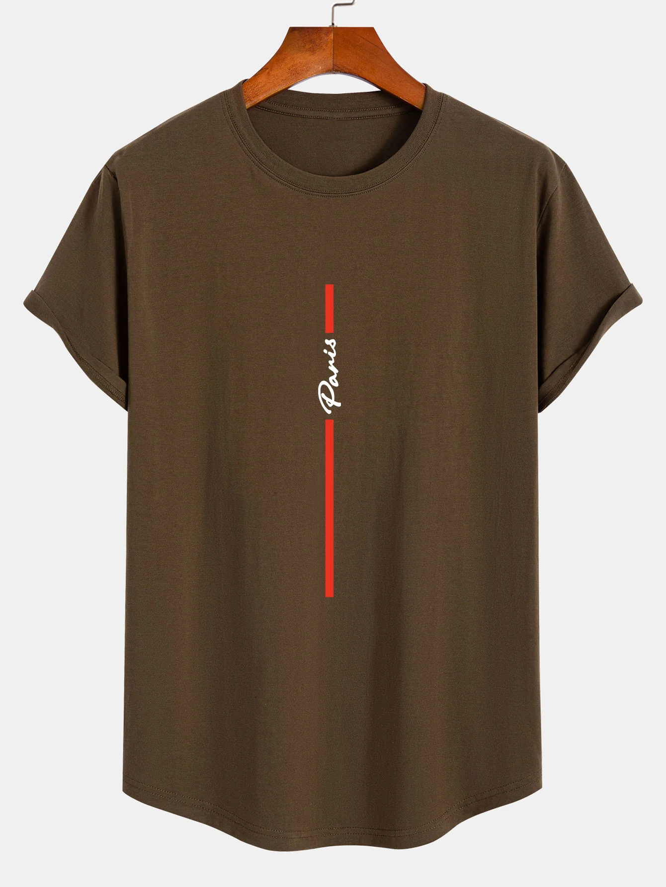 Stripe Paris Druck Baumwolle Bogen Saum T-Shirt - Image 4