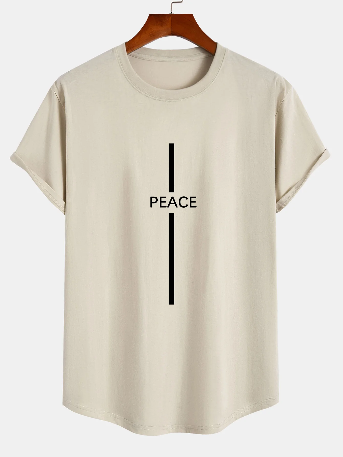 Stripe Peace Print Baumwolle Bogen Saum T-Shirt - Image 3