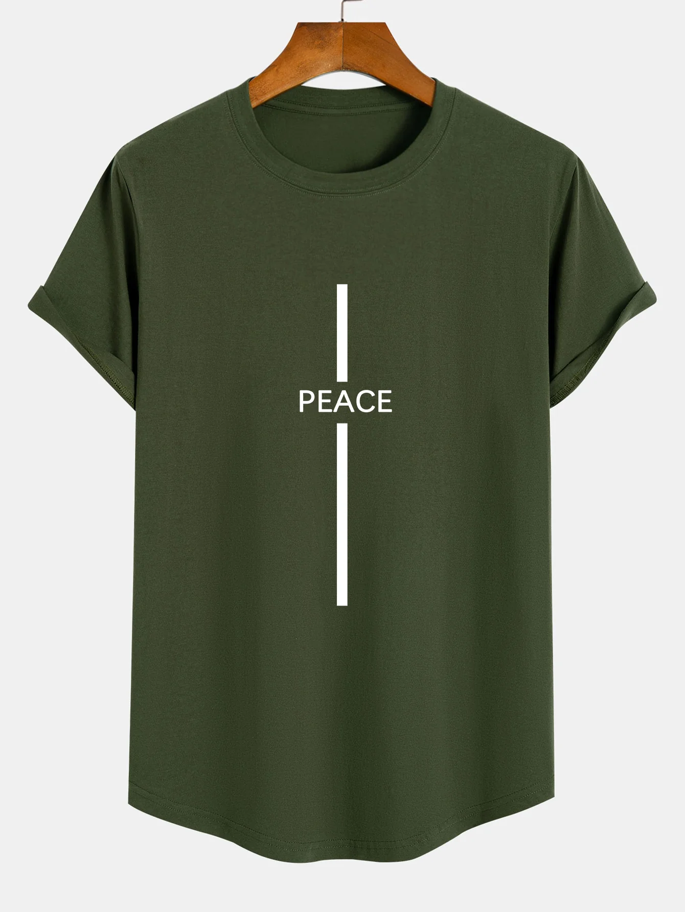 Stripe Peace Print Baumwolle Bogen Saum T-Shirt - Image 4