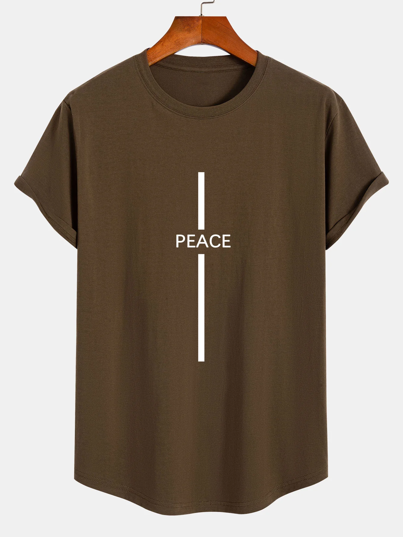 Stripe Peace Print Baumwolle Bogen Saum T-Shirt - Image 5