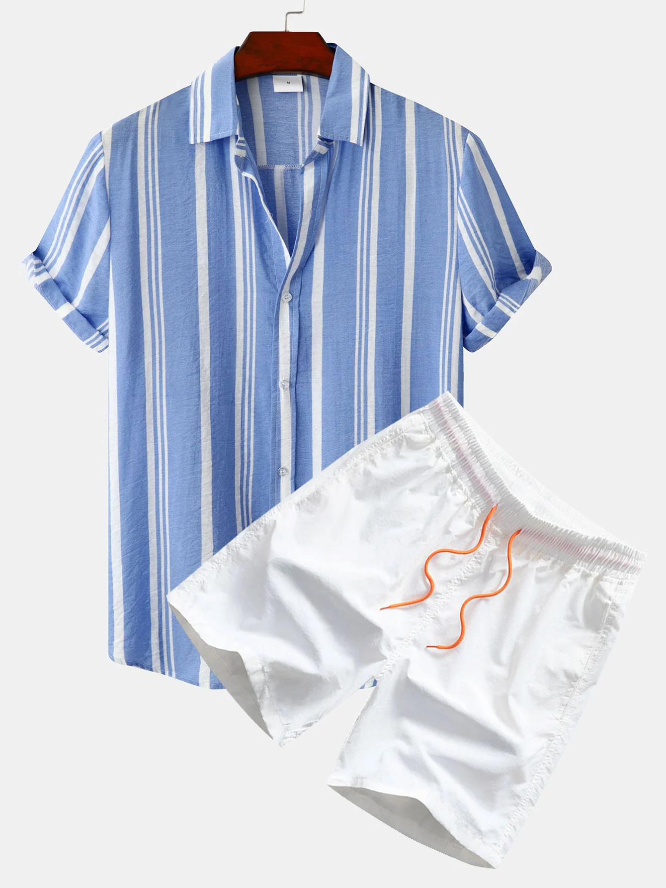 Gestreiftes Druckknopf-Hemd & Badehose