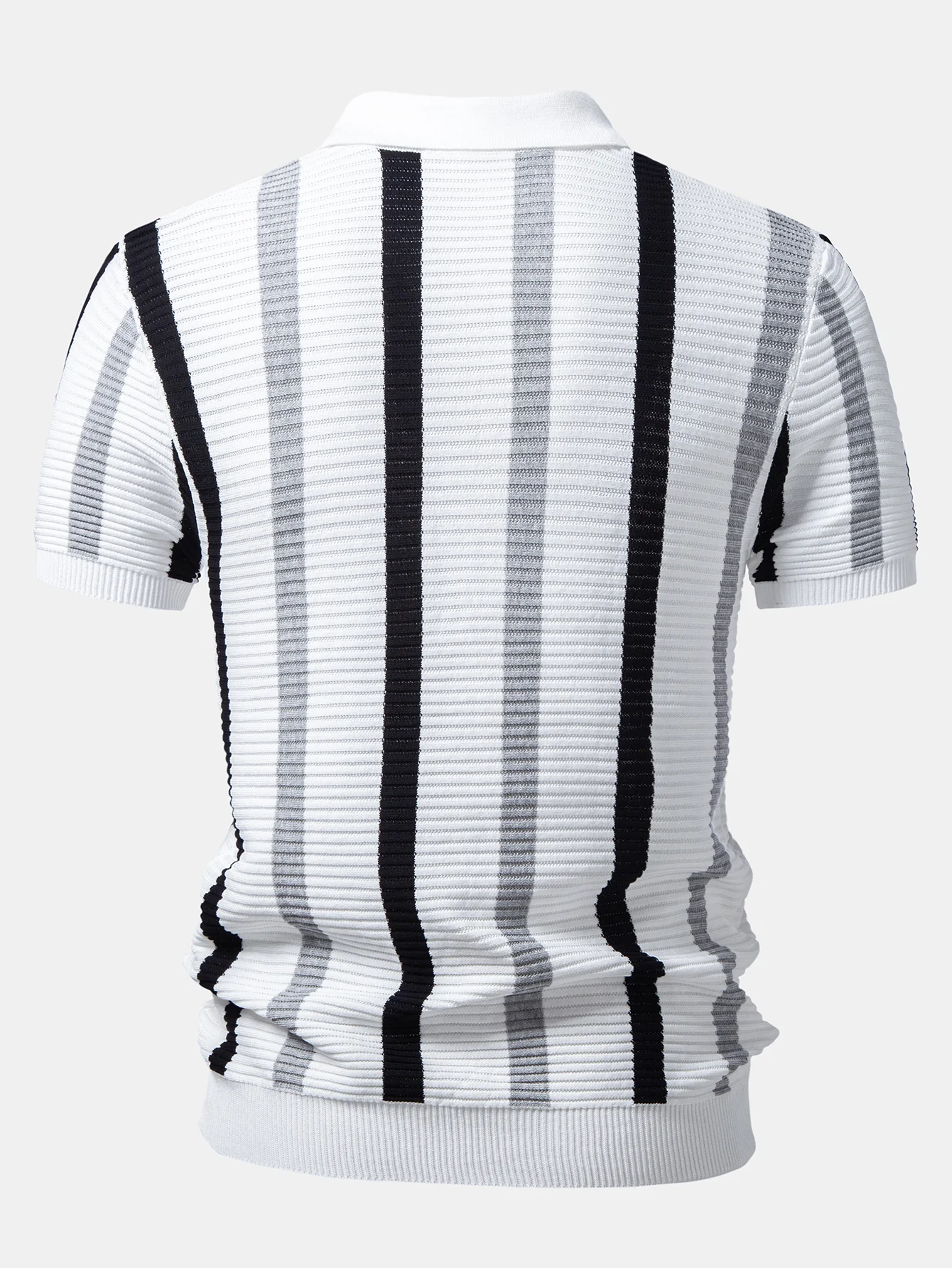 Stripe Textured Knit Polo - Image 4