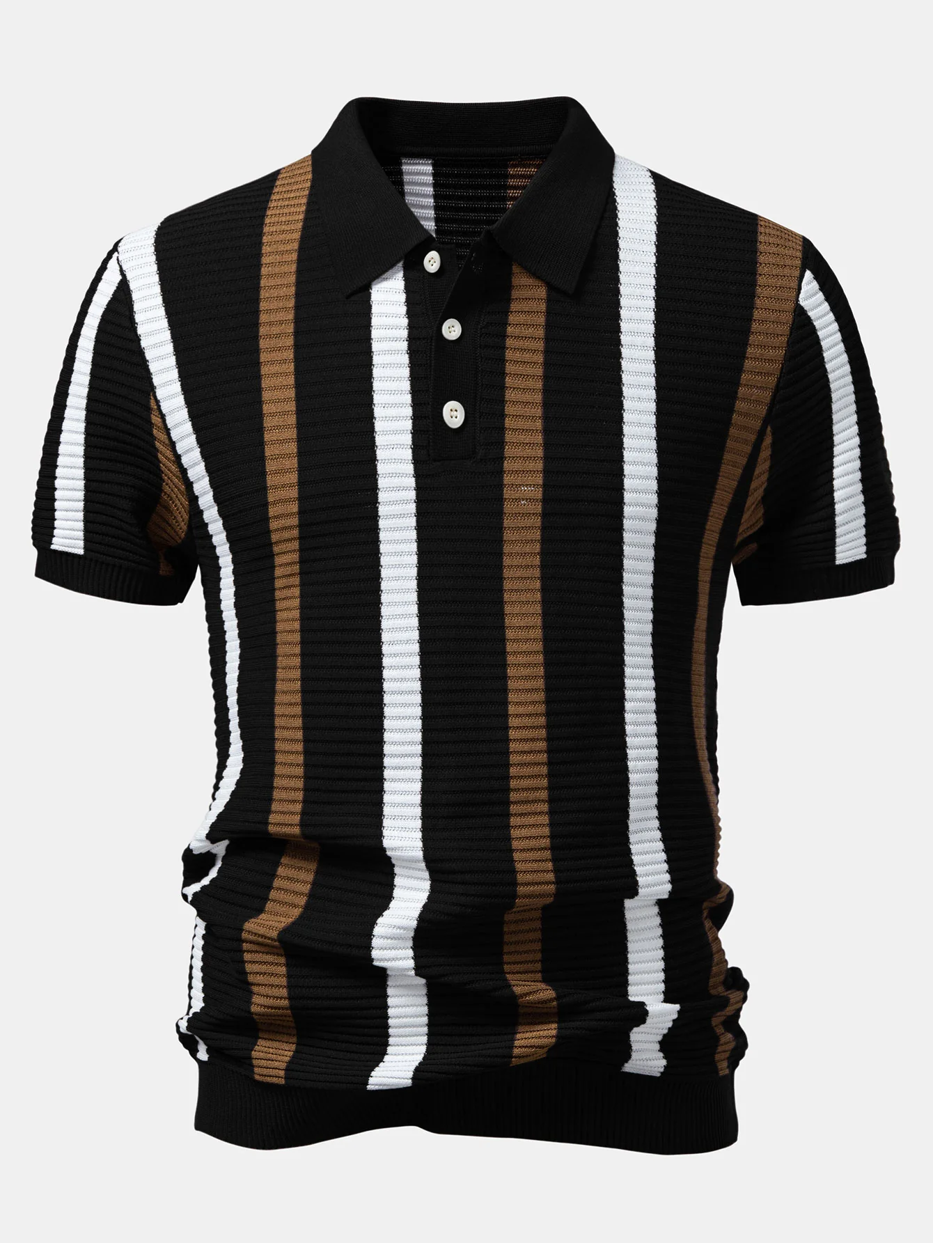 Stripe Textured Knit Polo - Image 5