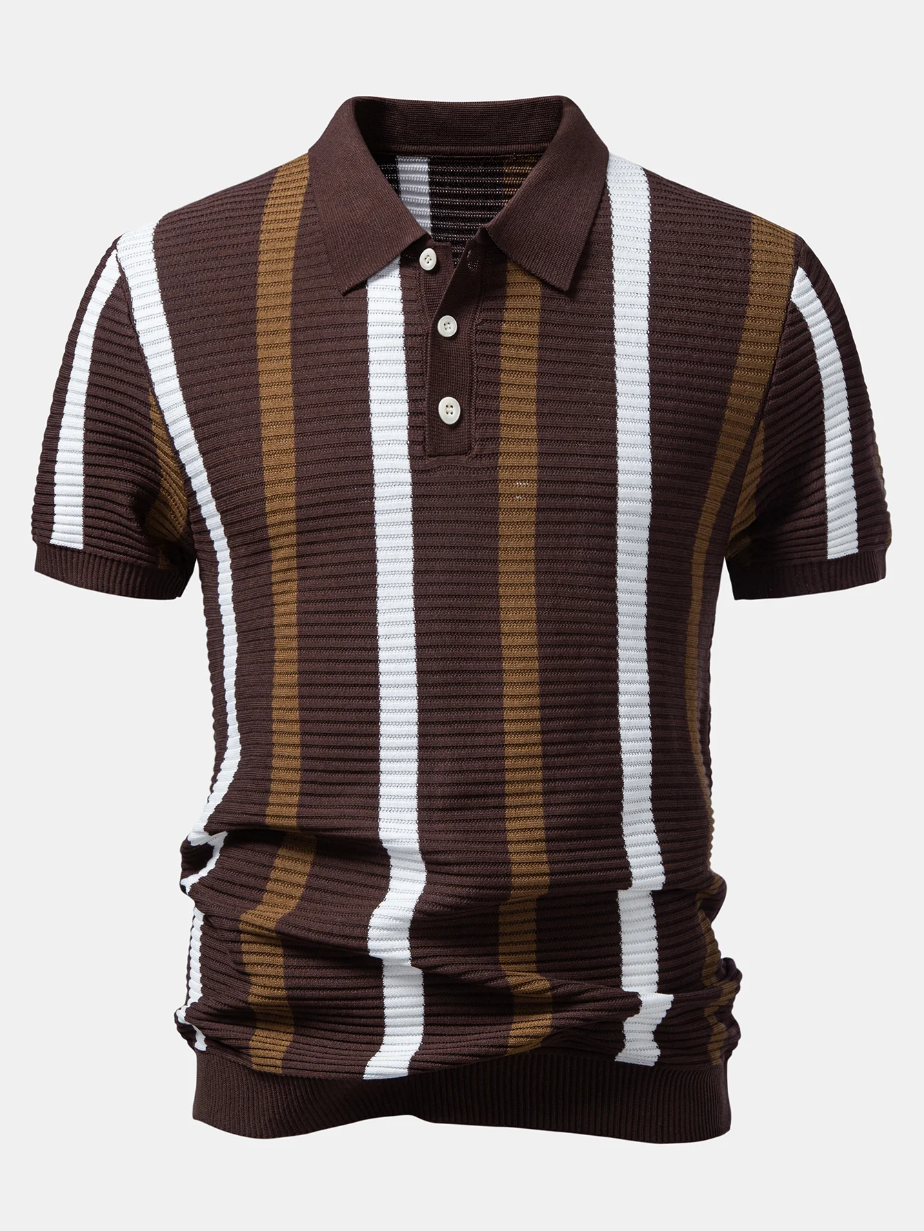 Stripe Textured Knit Polo - Image 7