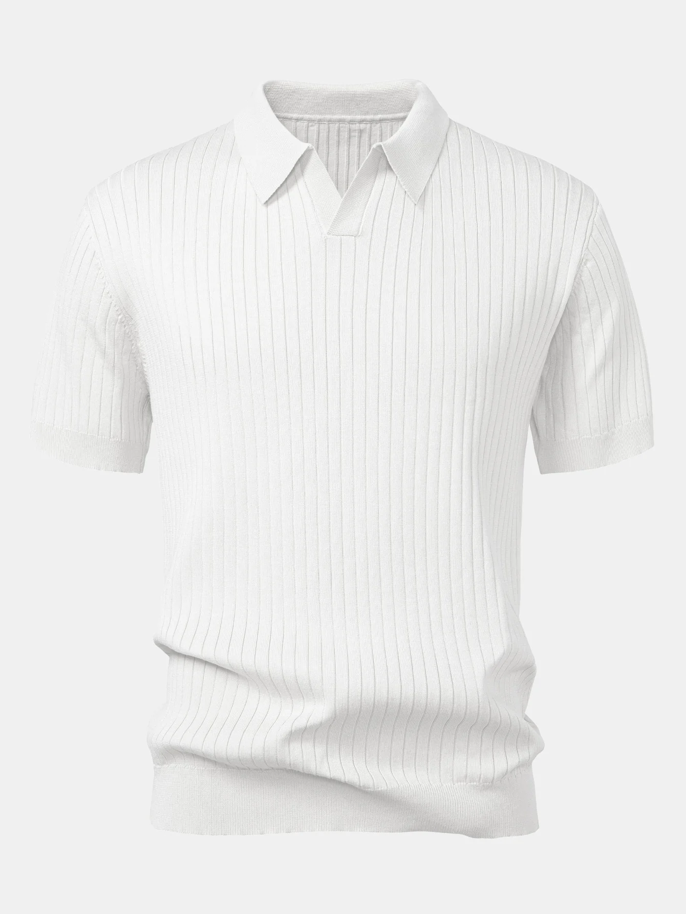 Stripe V-Ausschnitt Strick Polohemd - Image 11