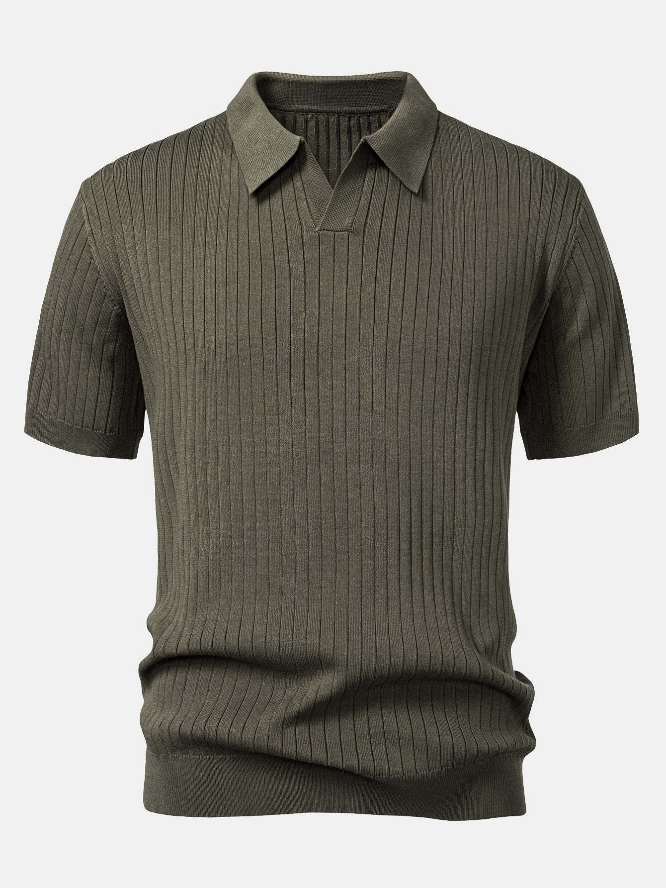 Stripe V-Ausschnitt Strick Polohemd - Image 3