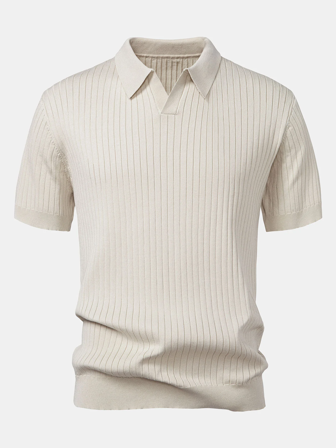 Stripe V-Ausschnitt Strick Polohemd - Image 5