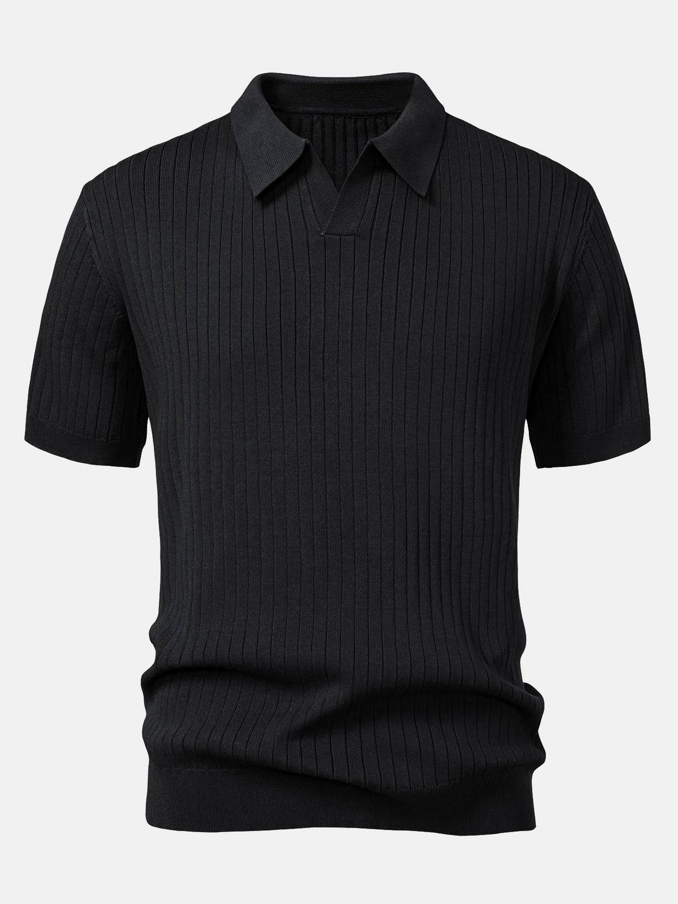 Stripe V-Ausschnitt Strick Polohemd - Image 7