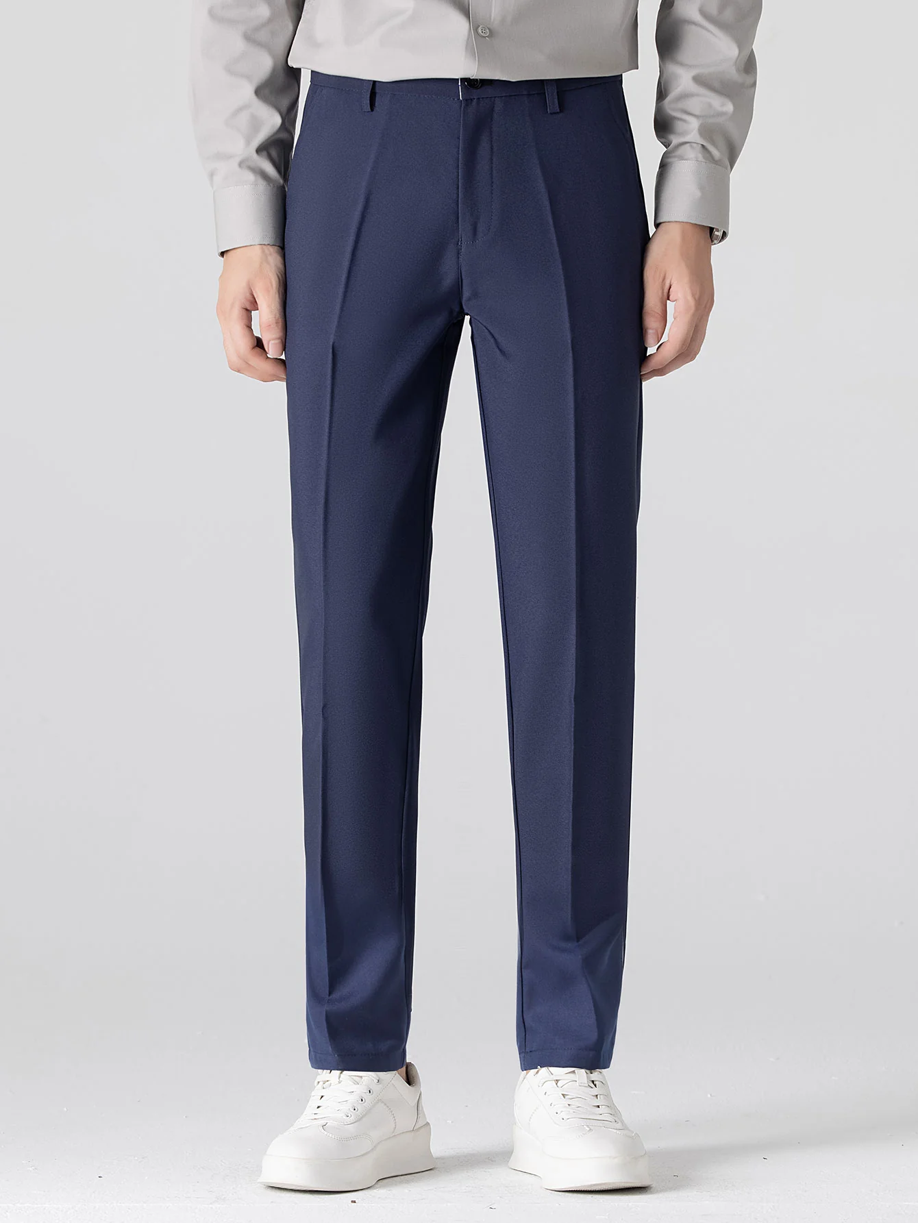 Stripe Waffle Johnny Collar Polo & Slim Fit Tapered Trousers - Image 14