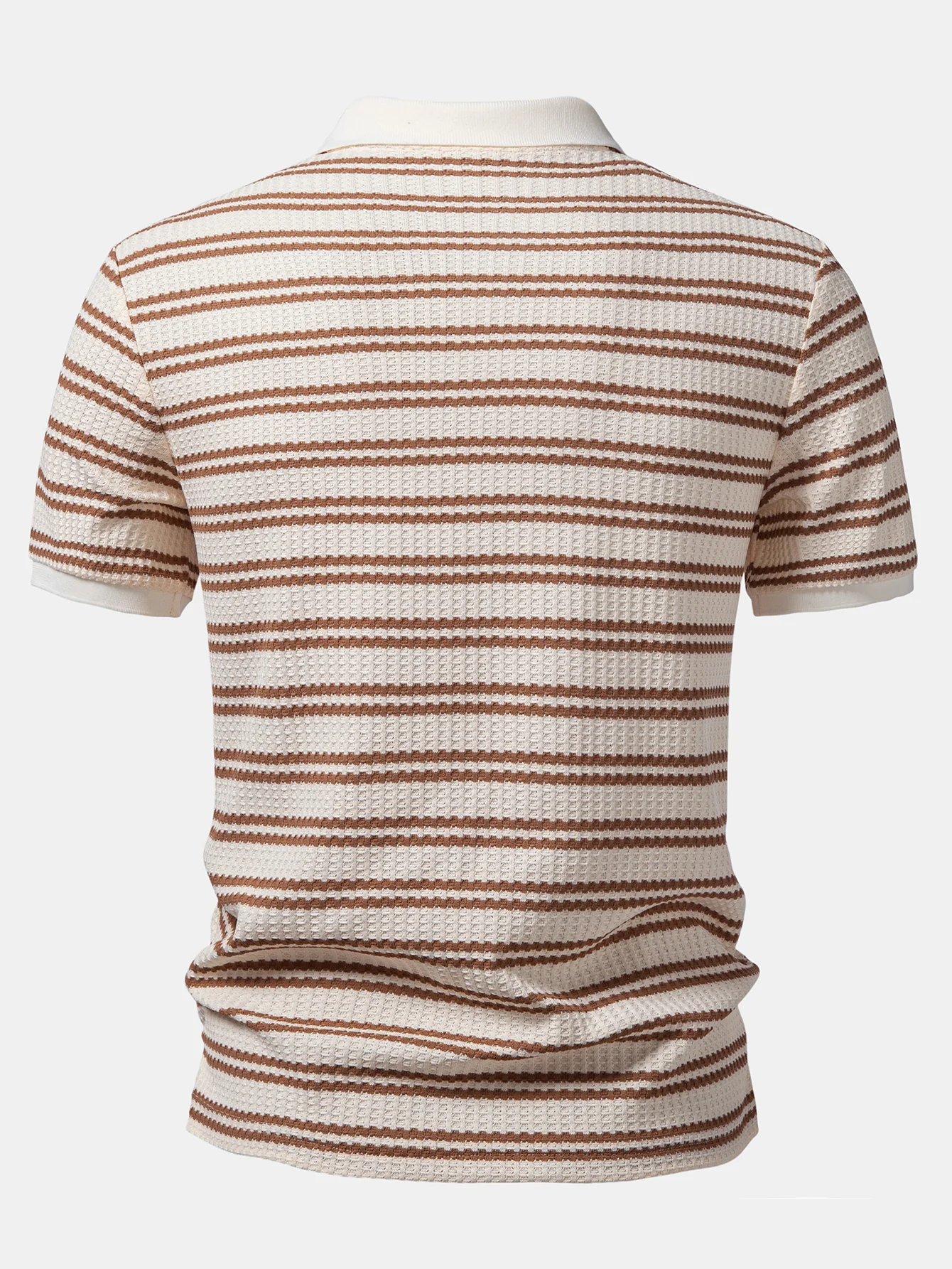 Stripe Waffle Johnny Collar Polo & Slim Fit Tapered Trousers - Image 5