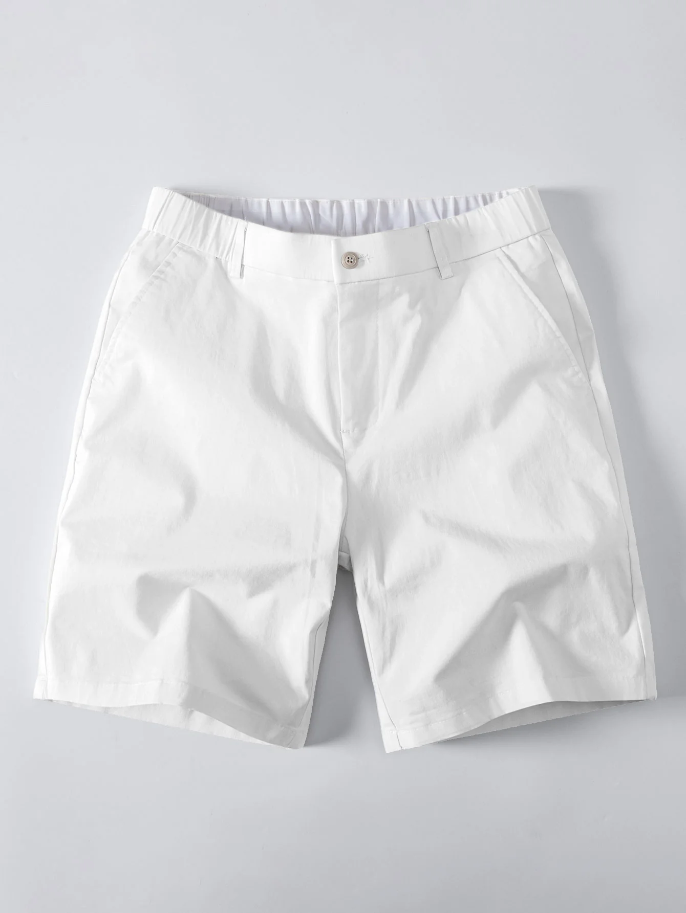 Contrast Trim Zipper Knit Polo Shirt & Elastic Waist Chino Shorts - Image 9