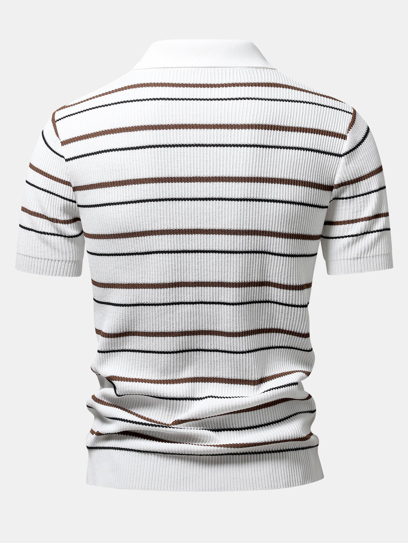 Stripe Waffle Zipper Knit Polo - Image 2
