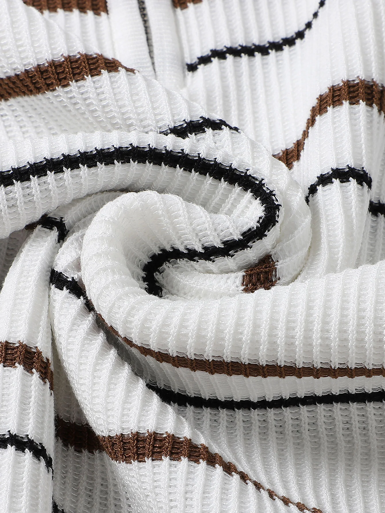 Stripe Waffle Zipper Knit Polo - Image 7