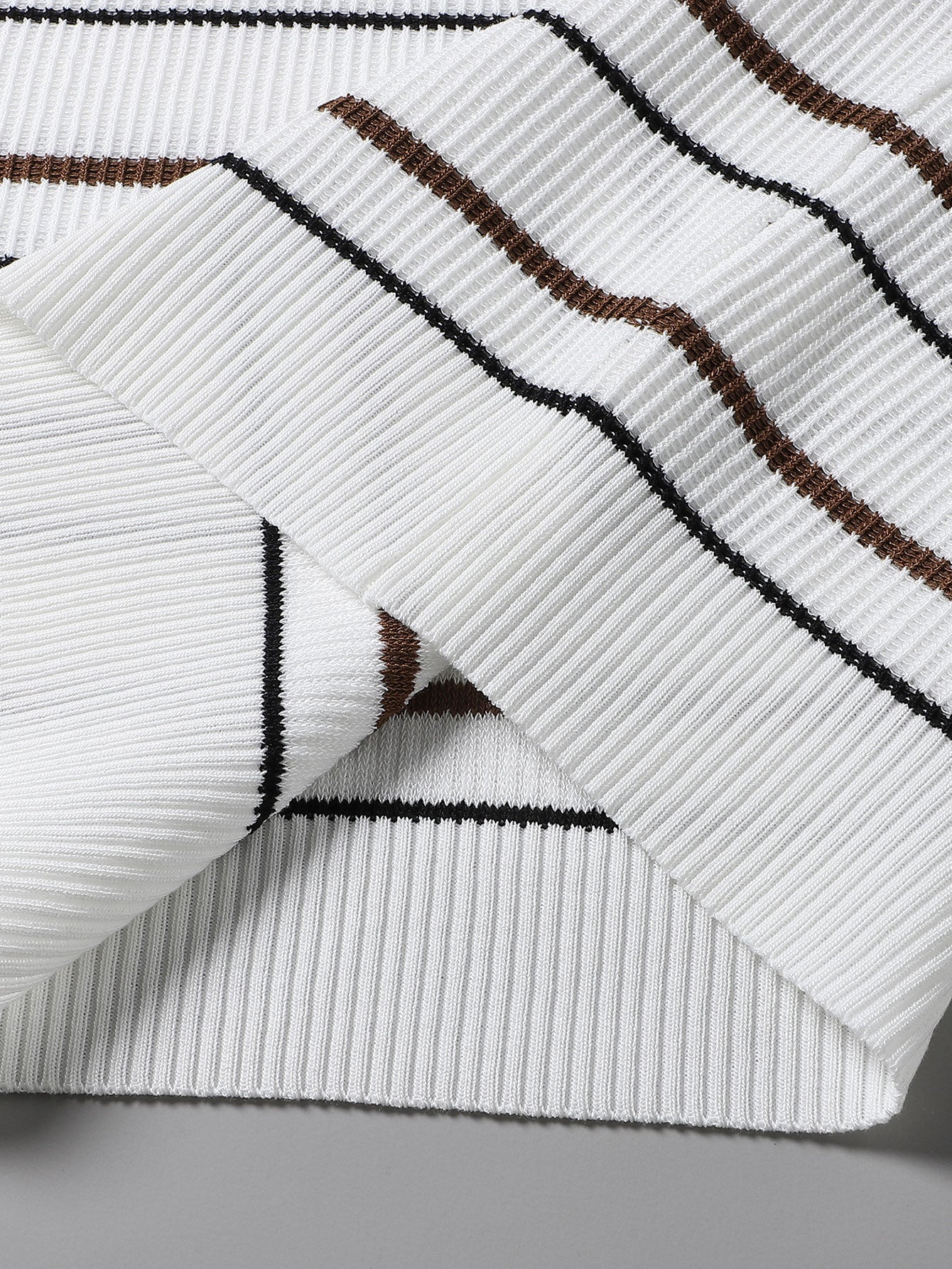 Stripe Waffle Zipper Knit Polo - Image 8