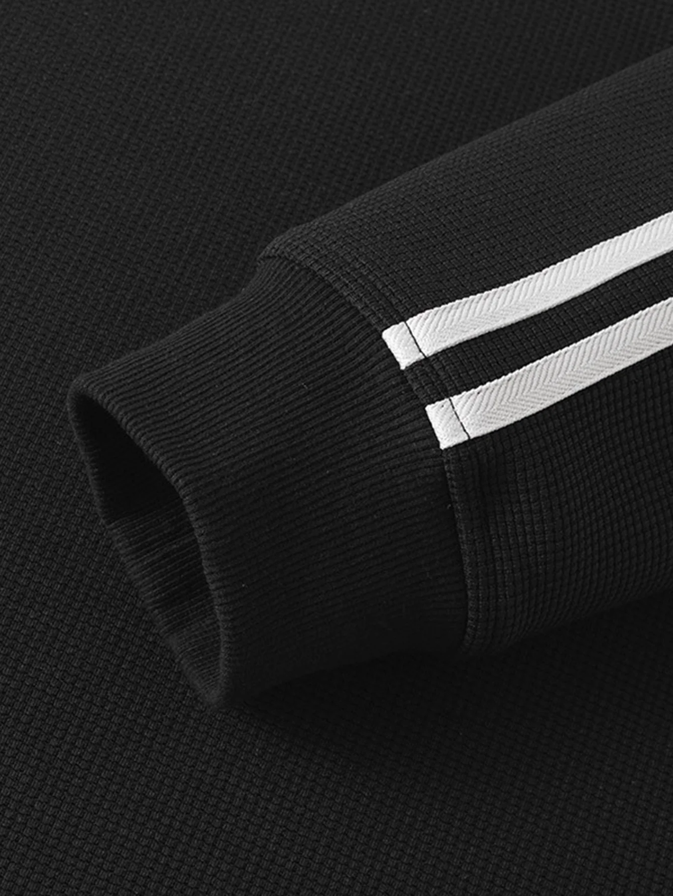 Gestreiftes Waffel-Reißverschluss-Poloshirts mit Rollkragen-Sweatshirt - Image 11