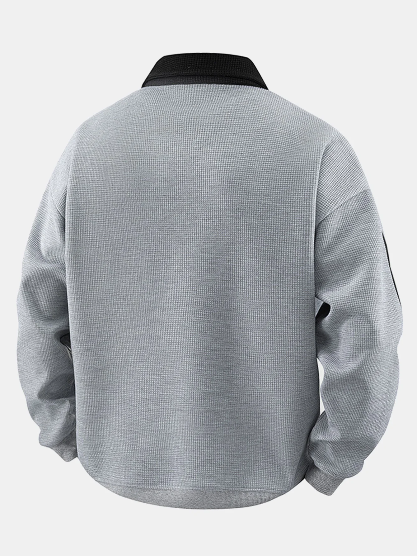 Gestreiftes Waffel-Reißverschluss-Poloshirts mit Rollkragen-Sweatshirt - Image 2