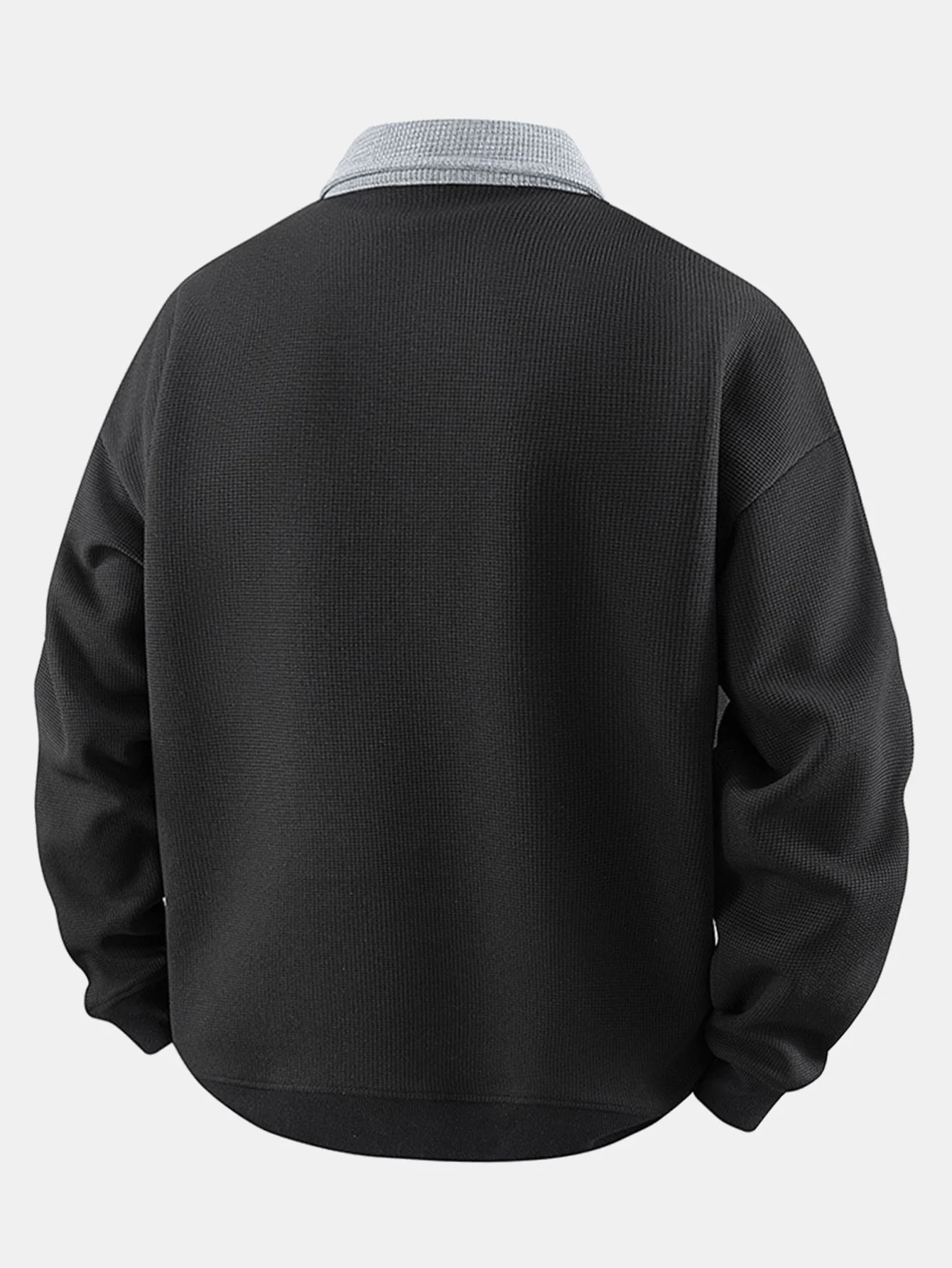 Gestreiftes Waffel-Reißverschluss-Poloshirts mit Rollkragen-Sweatshirt - Image 4