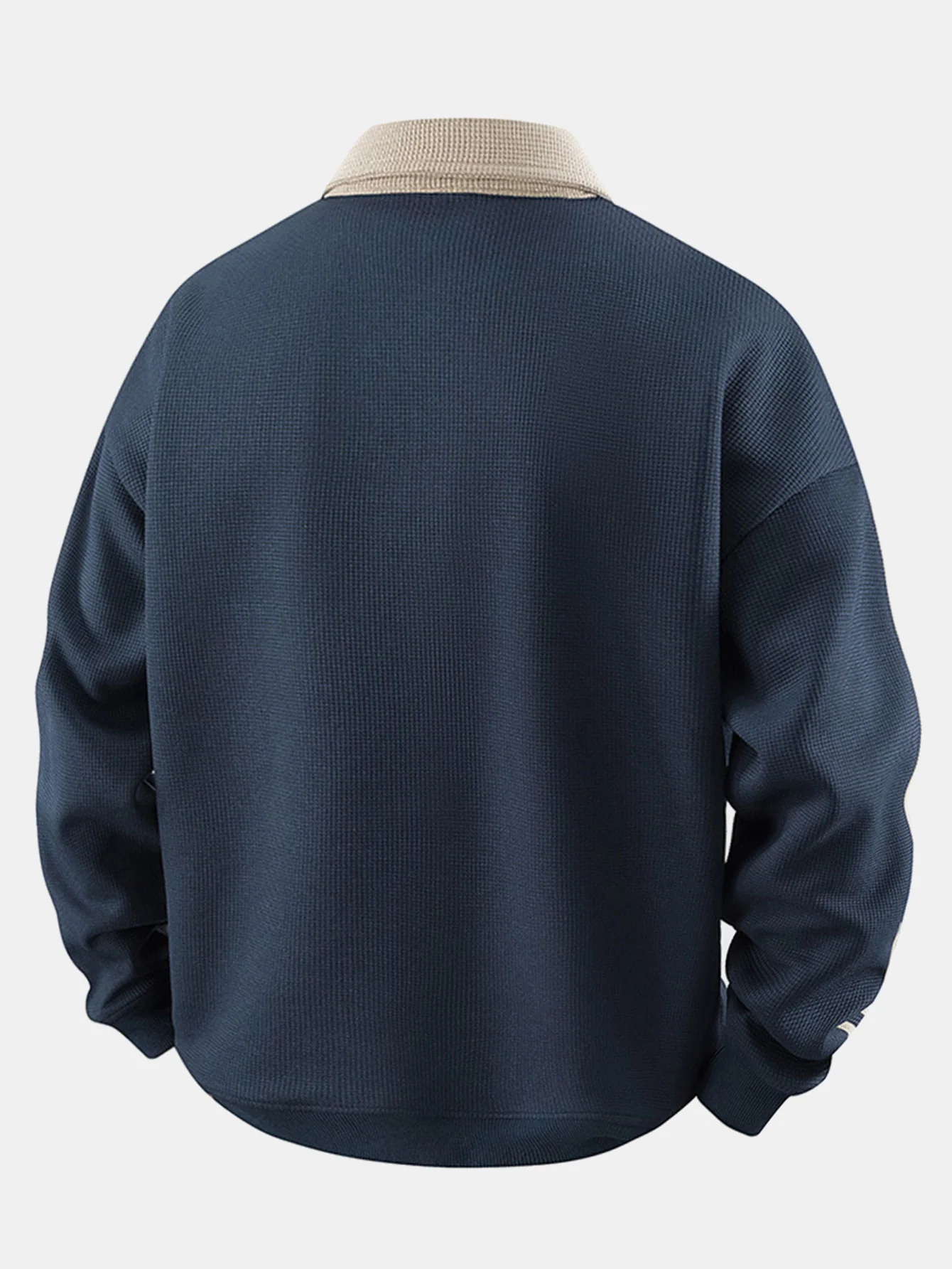 Gestreiftes Waffel-Reißverschluss-Poloshirts mit Rollkragen-Sweatshirt - Image 6