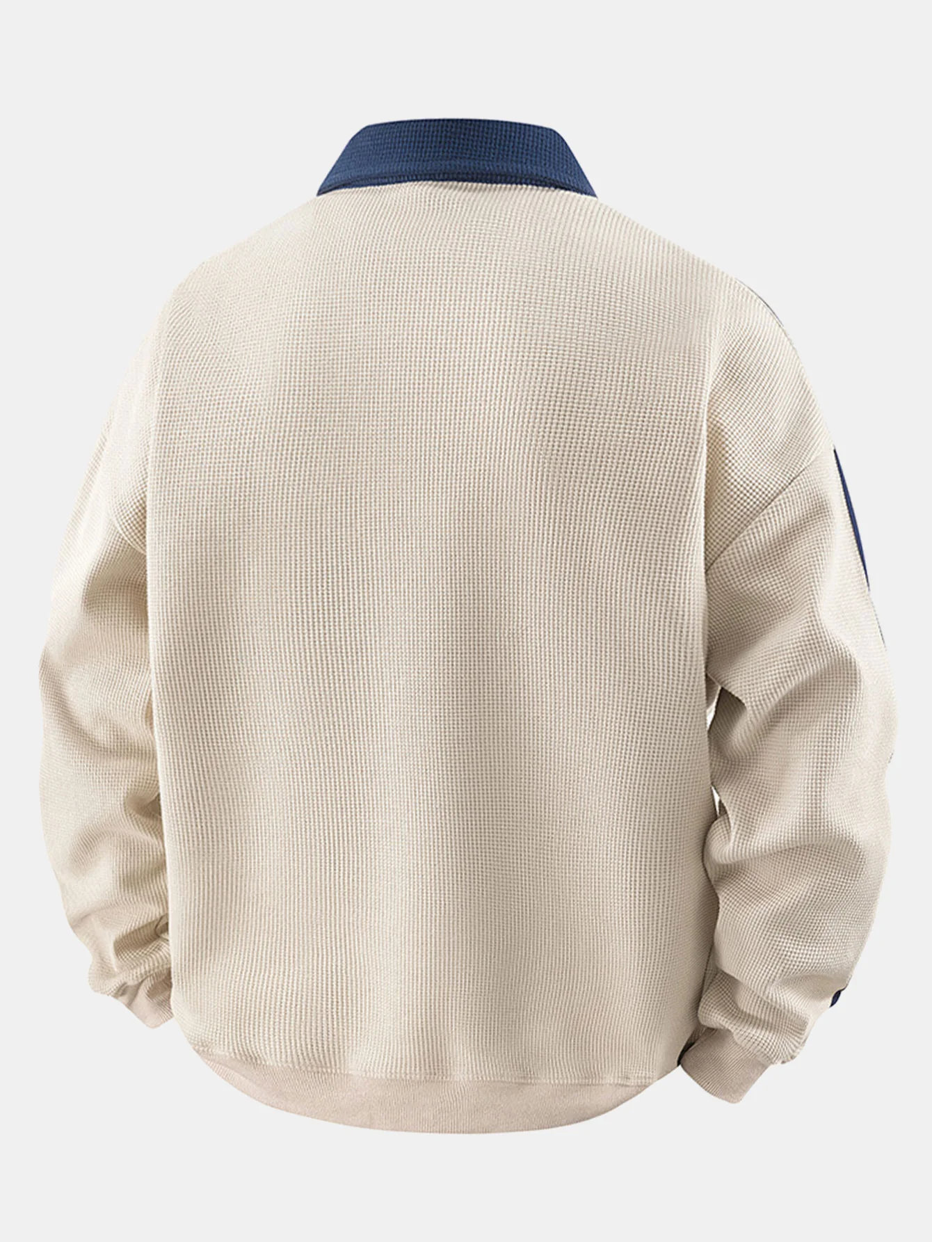 Gestreiftes Waffel-Reißverschluss-Poloshirts mit Rollkragen-Sweatshirt - Image 8