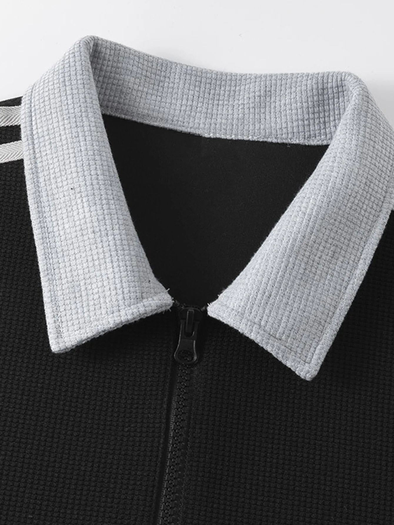 Gestreiftes Waffel-Reißverschluss-Poloshirts mit Rollkragen-Sweatshirt - Image 9