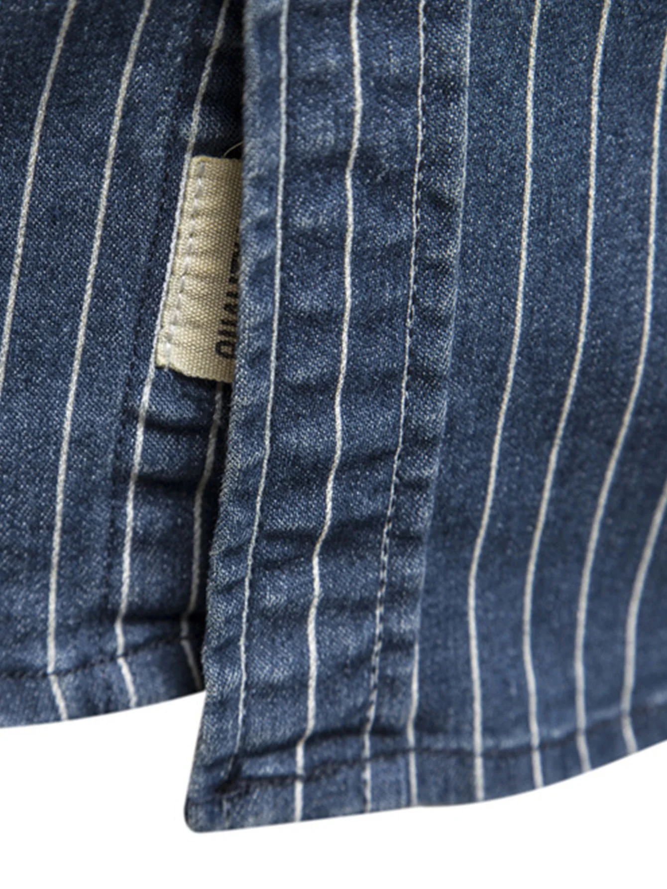 Gestreiftes gewaschenes Jeanshemd mit Taschen - Image 7