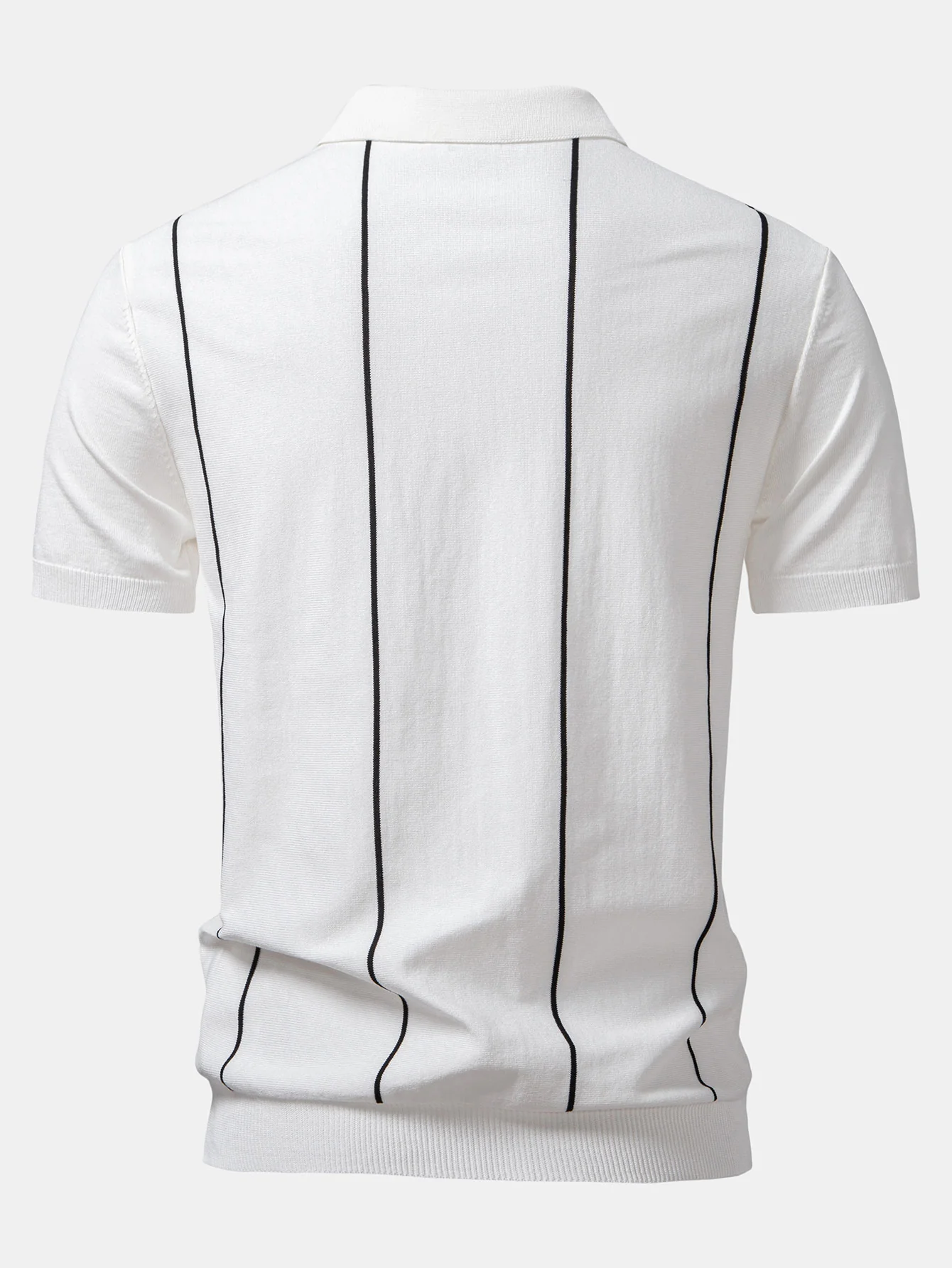 Gestreiftes Strick-Poloshirt mit Reißverschluss - Image 4