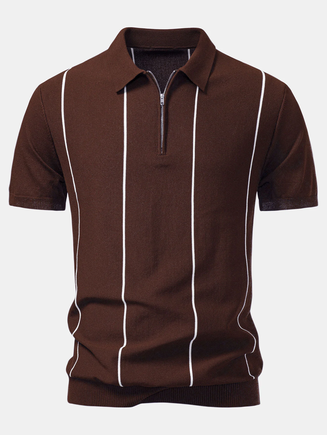 Gestreiftes Strick-Poloshirt mit Reißverschluss - Image 7