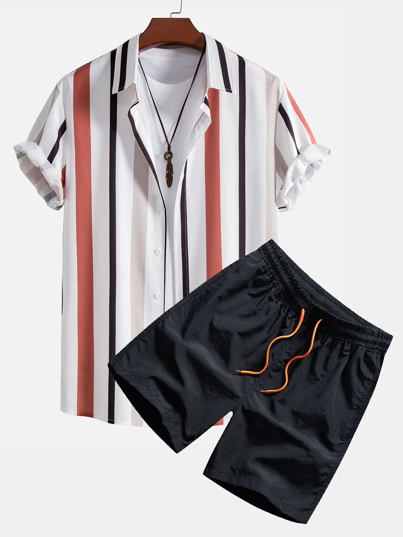 Gestreifte Button-Down-Hemd & Badehose - Image 2