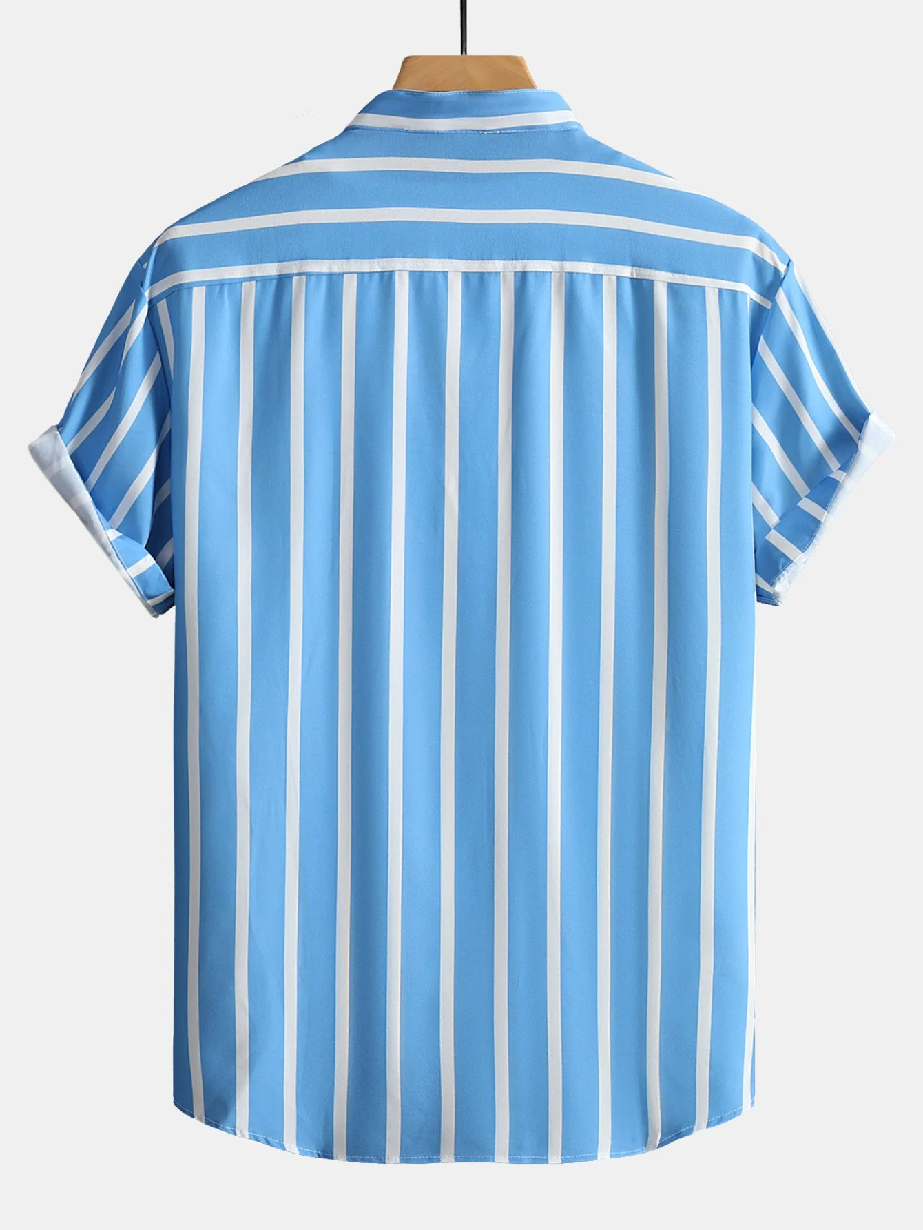 Gestreifte Button-Down Stehkragenbluse - Image 2