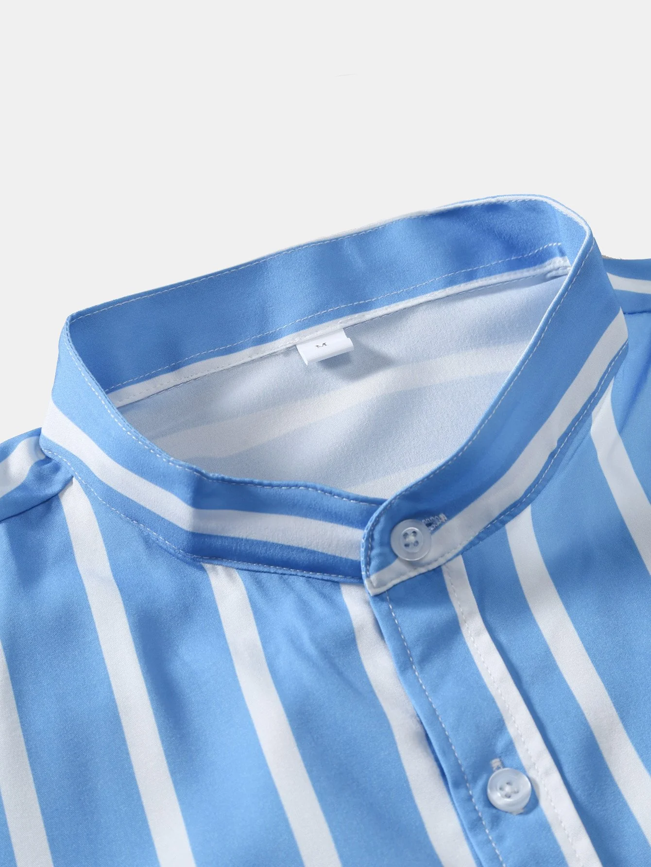 Gestreifte Button-Down Stehkragenbluse - Image 9