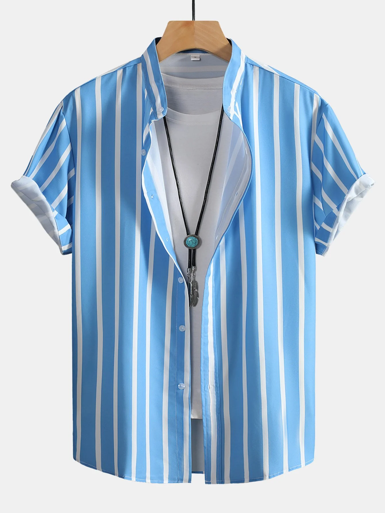 Gestreifte Button-Down Stehkragenbluse