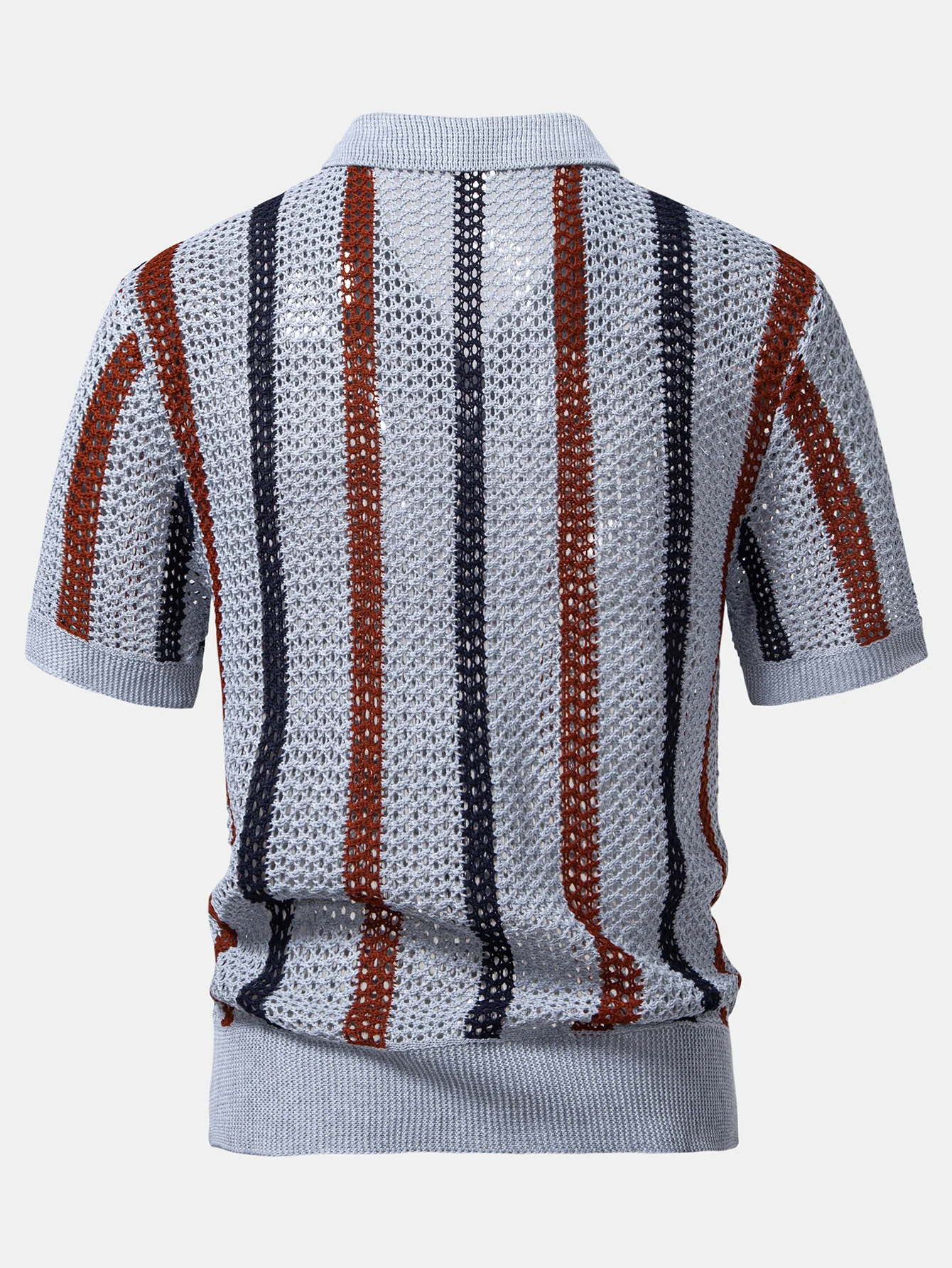 Gestreiftes Häkel-V-Ausschnitt Poloshirts & Leinenhose mit geradem Bein - Image 13