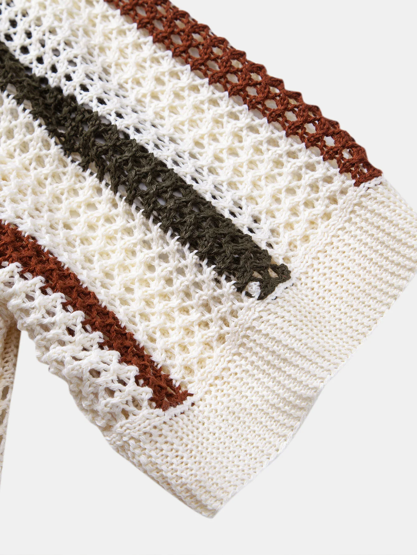 Gestreiftes Häkel-V-Ausschnitt Poloshirts & Leinenhose mit geradem Bein - Image 21