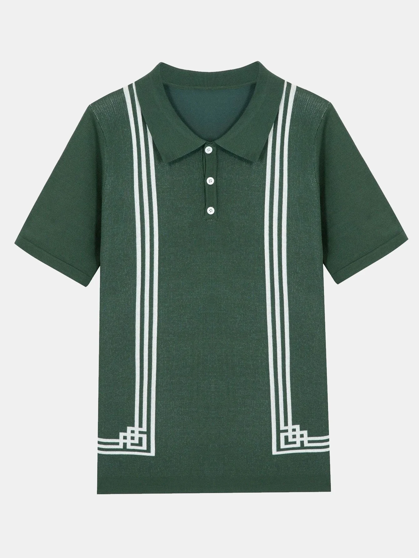 Gestreifter Rahmen Kurzarmpullover Polo