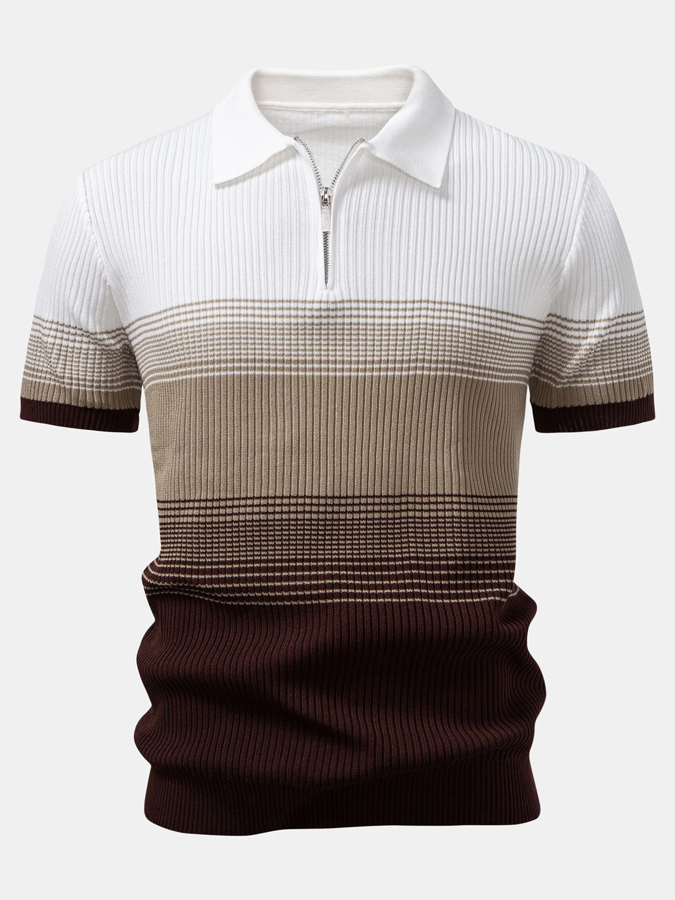 Gestreiftes Farbverlauf Strick Poloshirts Shirt - Image 7