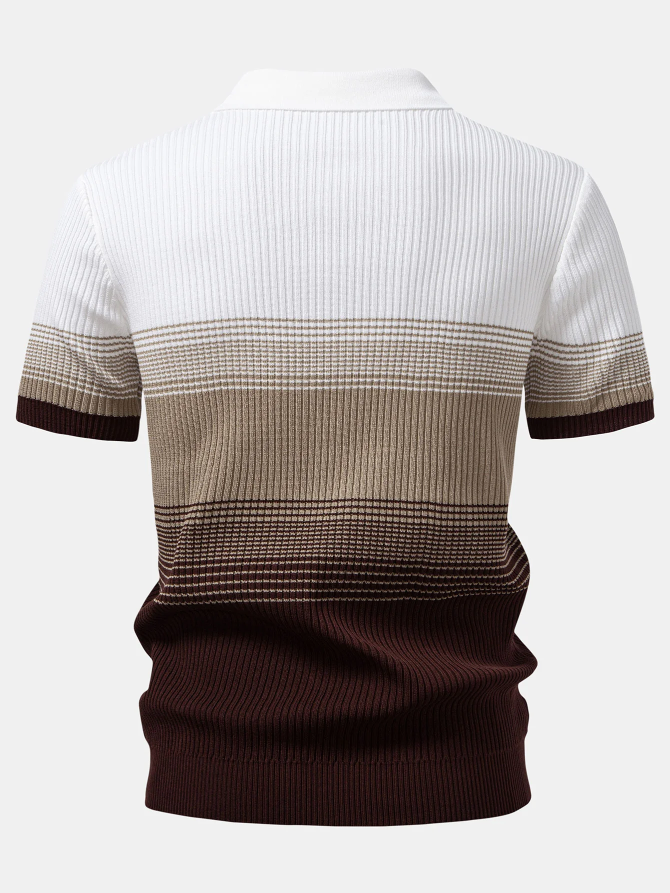 Gestreiftes Farbverlauf Strick Poloshirts Shirt - Image 8