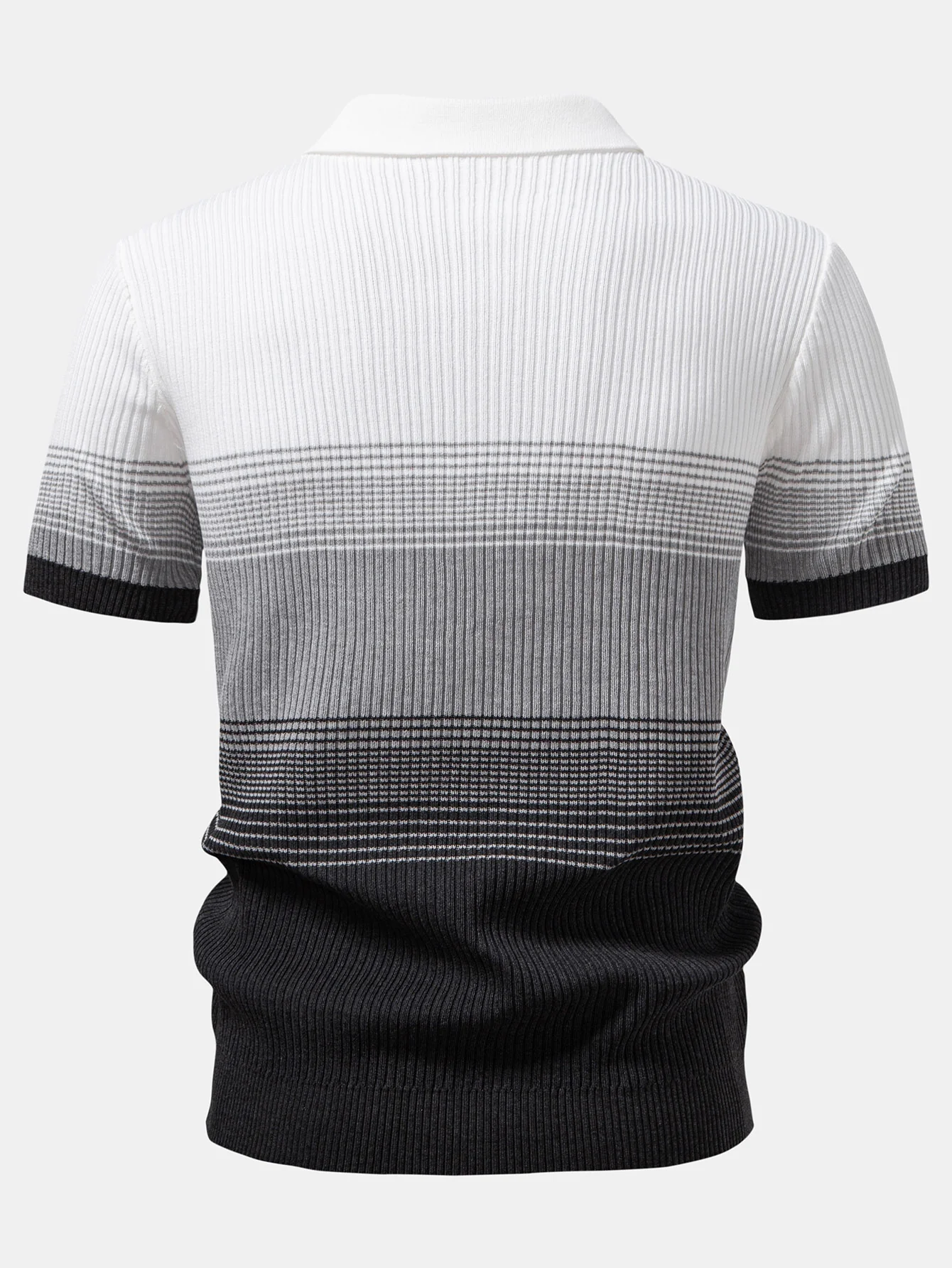 Gestreiftes Farbverlauf Strick Poloshirts Shirt - Image 2