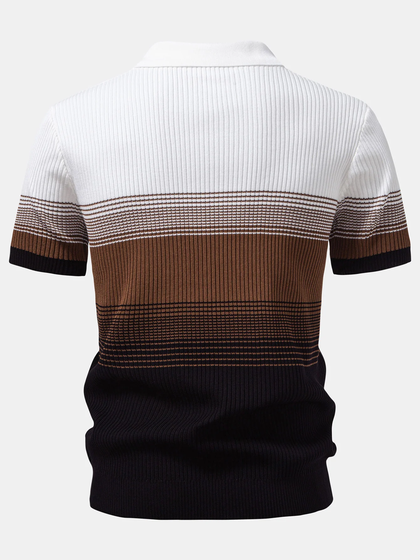 Gestreiftes Farbverlauf Strick Poloshirts Shirt - Image 4