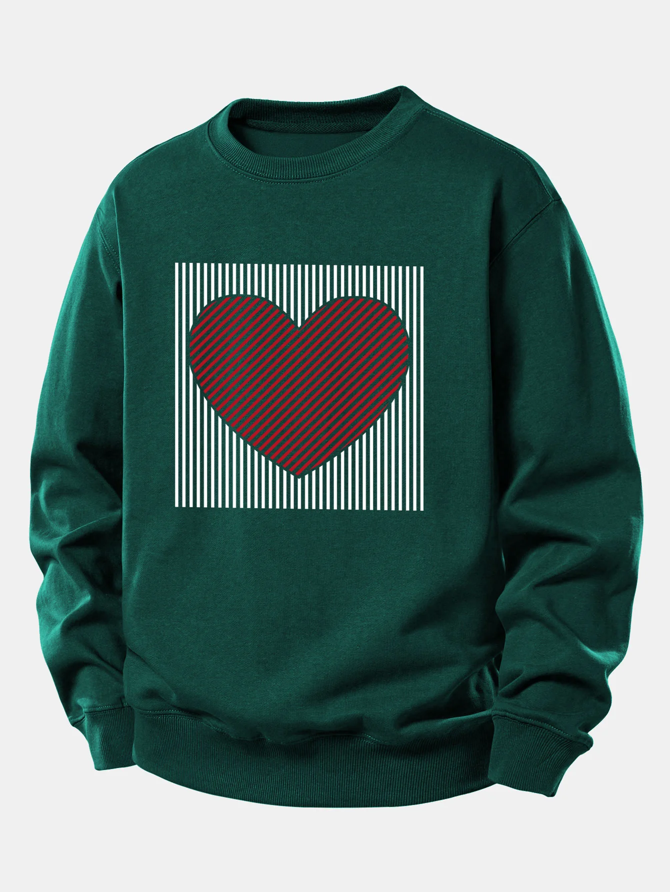 Striped Heart Print Relax Fit Sweatshirt - Image 10