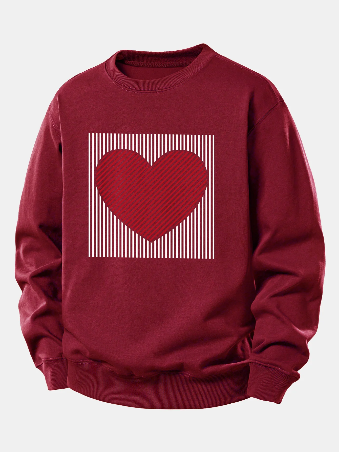 Striped Heart Print Relax Fit Sweatshirt - Image 2