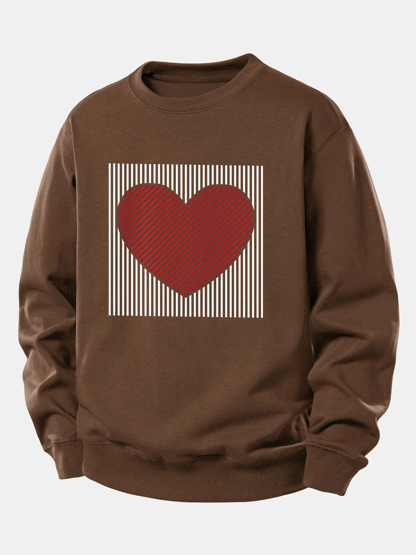 Striped Heart Print Relax Fit Sweatshirt - Image 9