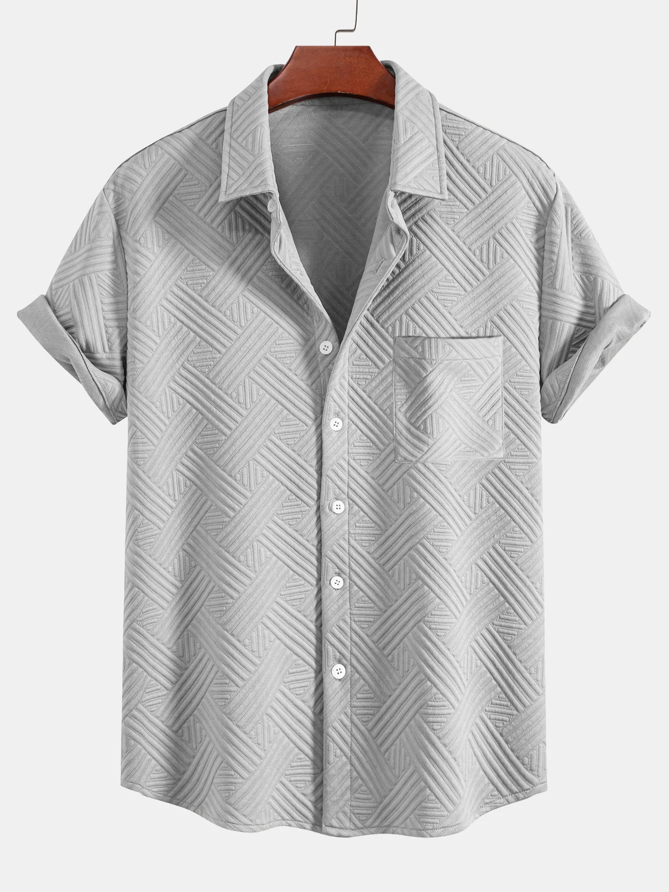 Gestreiftes Jacquard-Knopfleistenhemd & Kordelzug Shorts - Image 10