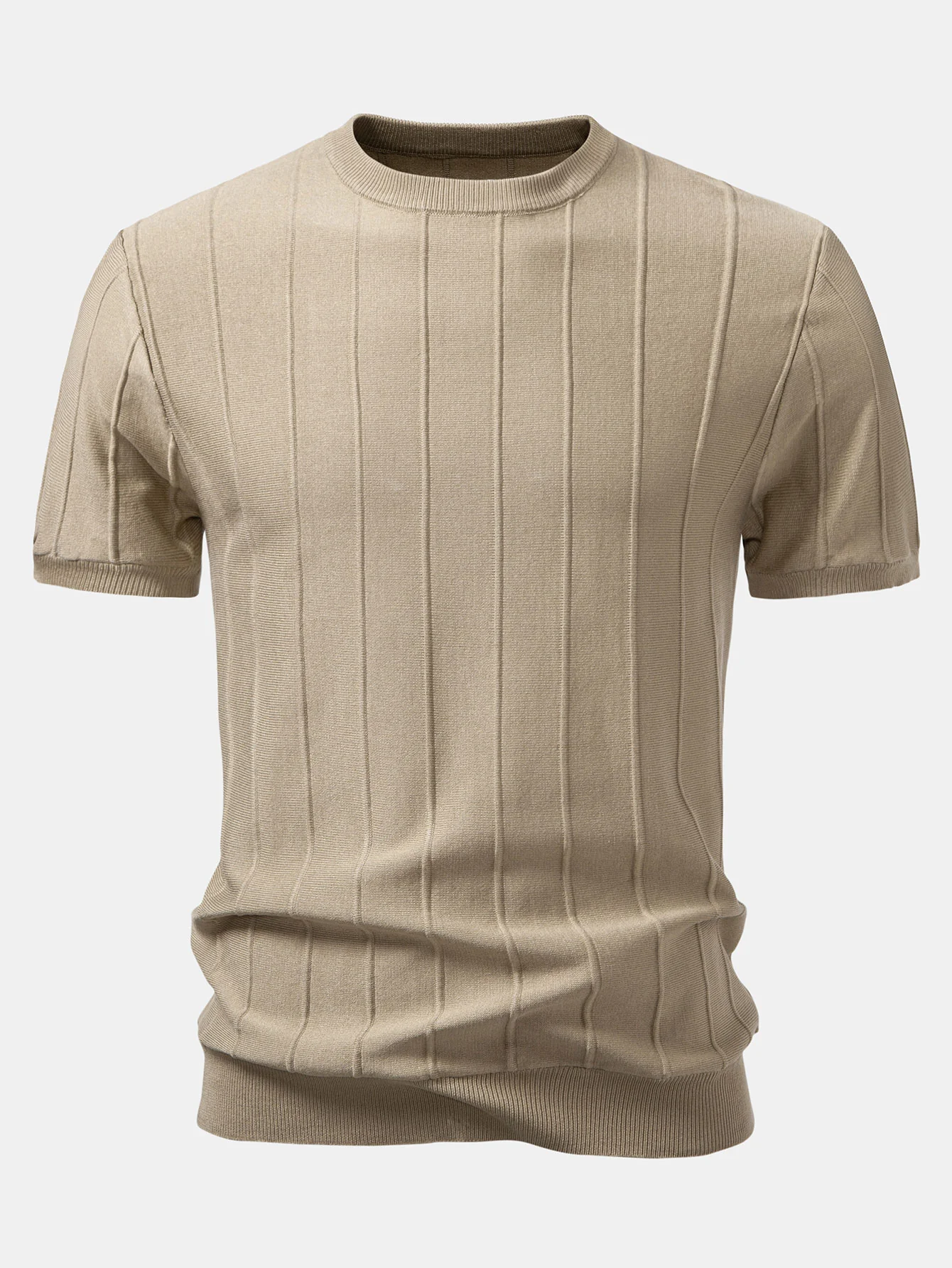 Gestreifter Jacquard Rundhals Pullover Strick-T-Shirt - Image 3