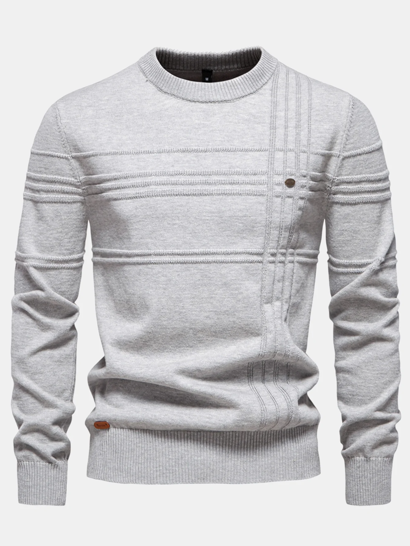 Gestreifter Jacquard-Pullover mit Rundhalsausschnitt - Image 3