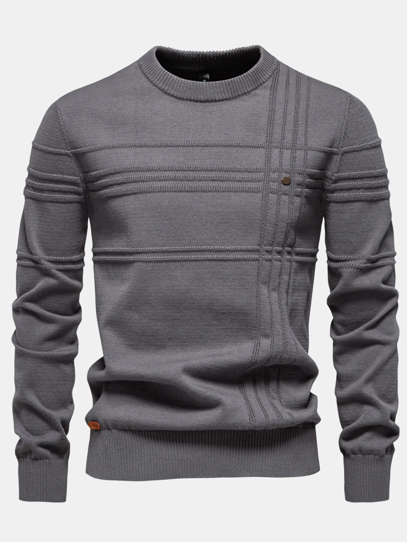 Gestreifter Jacquard-Pullover mit Rundhalsausschnitt - Image 5
