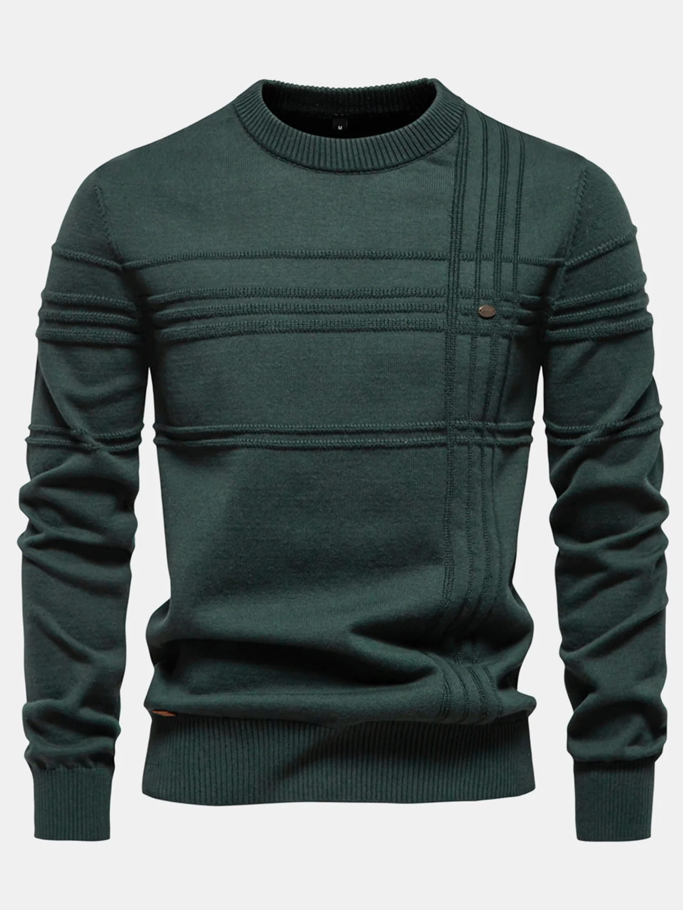 Gestreifter Jacquard-Pullover mit Rundhalsausschnitt - Image 7